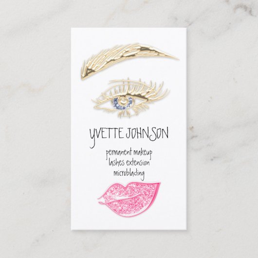 Carte De Visite Logo de maquillage permanent Lash Brow Code QR Gol (Devant)
