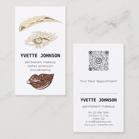 Carte De Visite Logo de maquillage permanent Lash Brow Code QR Par (Devant / Derrière)