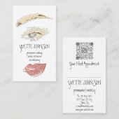 Carte De Visite Logo de maquillage permanent Lash Brow Code QR Ros (Devant / Derrière)