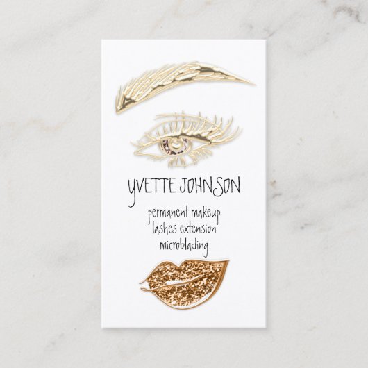 Carte De Visite Logo de maquillage permanent Lash Brow QR Gold Kis (Devant)