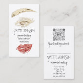 Carte De Visite Logo de maquillage permanent Lash Brow QR Red Kiss (Devant / Derrière)