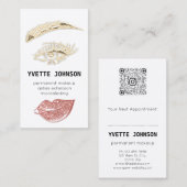 Carte De Visite Logo de maquillage permanent Lash Brow QRCode Glit (Devant / Derrière)