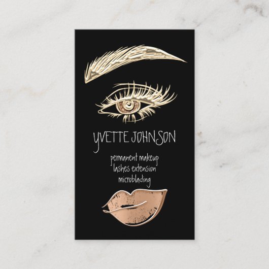 Carte De Visite Logo de maquillage permanent Lash Brow QRCode Gold (Devant)
