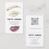 Carte De Visite Logo de maquillage permanent Lash Brow Rose QRCode (Devant / Derrière)