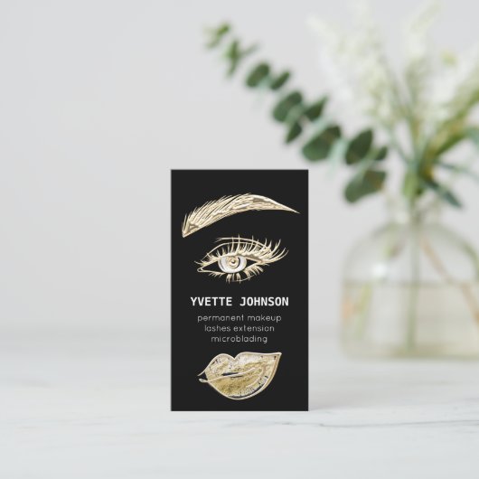 Carte De Visite Logo de maquillage permanent Lash Brows QRCode Bla (Debout devant)