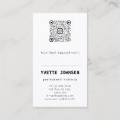 Carte De Visite Logo de maquillage permanent Lash Brows QRCode Bla (Dos)