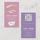 Carte De Visite Logo de maquillage permanent Lash Brows QRCode Lip (Devant / Derrière)