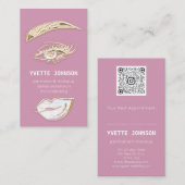 Carte De Visite Logo de maquillage permanent Lash Brows Rose de lè (Devant / Derrière)