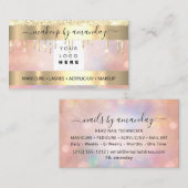 Carte De Visite Logo de maquillage professionnel Rose goutte d'or (Devant / Derrière)