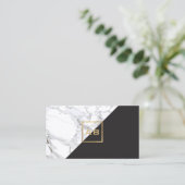 Carte De Visite Logo de marbre géométrique moderne/Monogramme noir (Debout devant)