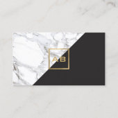 Carte De Visite Logo de marbre géométrique moderne/Monogramme noir (Devant)