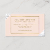 Carte De Visite Logo de marbre géométrique moderne/Monogramme rose (Dos)