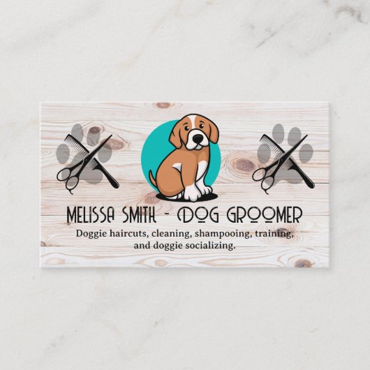 Carte De Visite Logo de marionnettes | Comb ciseaux | Groomer (Devant)