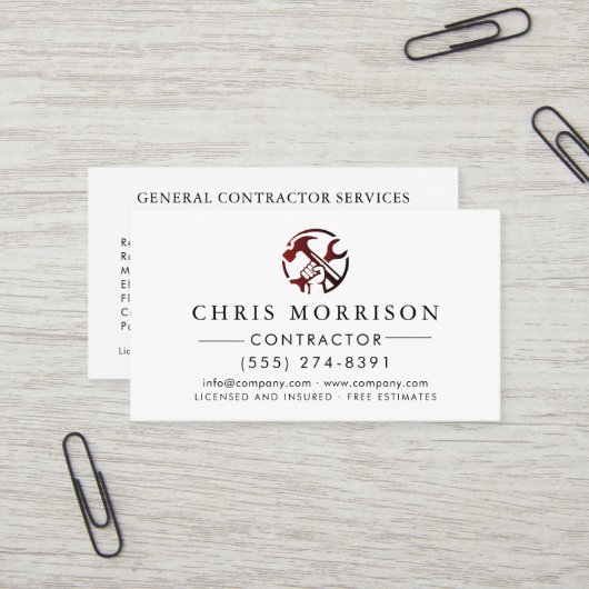 Carte De Visite Logo de marketing pour l'entreprise de constructio (Devant/Arrière en situation)