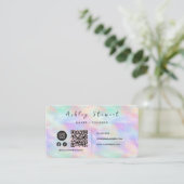 Carte De Visite Logo De Marque Chic Qr Code Iridescente Opal Desig (Debout devant)