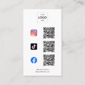 Carte De Visite Logo de marque de code QR des médias sociaux (Devant)