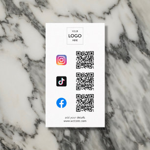 Carte De Visite Logo de marque de code QR des médias sociaux