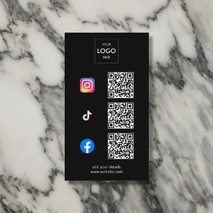 Carte De Visite Logo de marque du code QR des médias sociaux