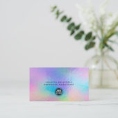 Carte De Visite Logo de marque moderne Holographic Script Iridesce (Debout devant)