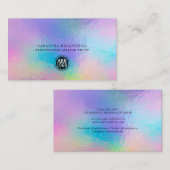 Carte De Visite Logo de marque moderne Holographic Script Iridesce (Devant / Derrière)