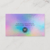 Carte De Visite Logo de marque moderne Holographic Script Iridesce (Devant)