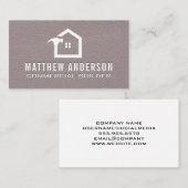 Carte De Visite Logo de marteau de maison | Texture de cuir (Devant / Derrière)