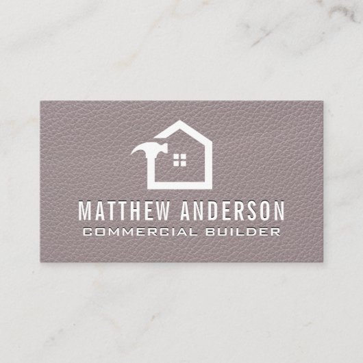 Carte De Visite Logo de marteau de maison | Texture de cuir (Devant)