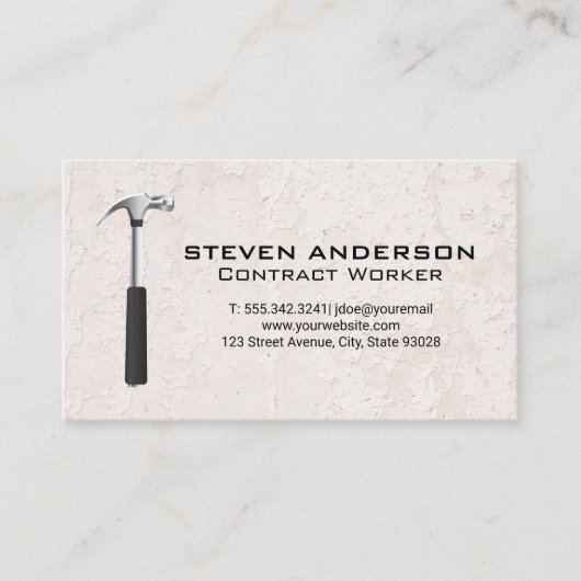 Carte De Visite Logo de marteau | Mur de texture de broyage (Devant)