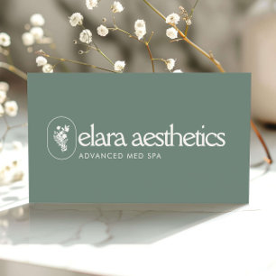 Carte De Visite Logo de Méd Spa Minimaliste Soins de Luxe Vert Sau
