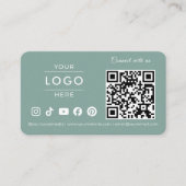 Carte De Visite Logo de médias sociaux avec code QR vert sauge mod (Devant)