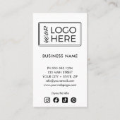 Carte De Visite Logo de médias sociaux de code QR blanc moderne (Dos)