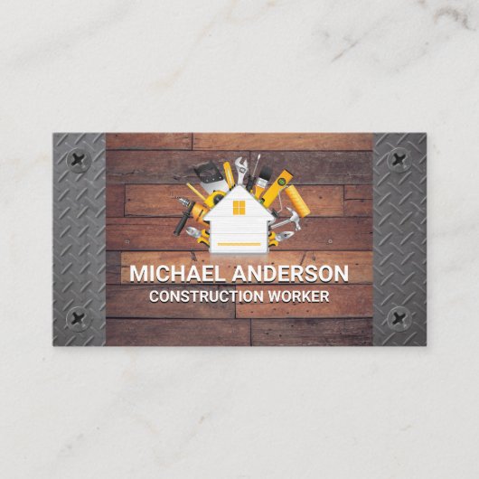 Carte De Visite Logo de menuiserie des outils de construction | Bo (Devant)