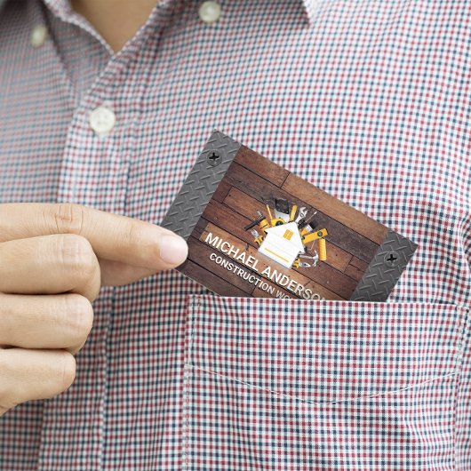 Carte De Visite Logo de menuiserie des outils de construction | Bo