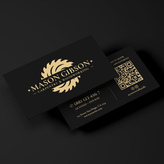 Carte De Visite Logo de menuiserie moderne en noir