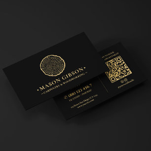 Carte De Visite Logo de menuisier ébéniste moderne Noir