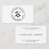 Carte De Visite Logo de menuisier professionnel moderne noir et bl (Devant / Derrière)