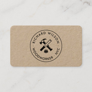 Carte De Visite Logo de menuisier professionnel noir moderne kraft