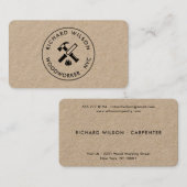 Carte De Visite Logo de menuisier professionnel noir moderne kraft (Devant / Derrière)