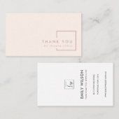 CARTE DE VISITE LOGO DE MERCI DE RECTANGLE BLANC ROSE MINIMAL (Devant / Derrière)