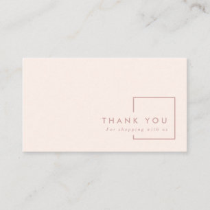 CARTE DE VISITE LOGO DE MERCI DE RECTANGLE BLANC ROSE MINIMAL