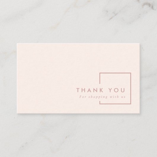 CARTE DE VISITE LOGO DE MERCI DE RECTANGLE BLANC ROSE MINIMAL (Devant)