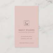 CARTE DE VISITE LOGO DE MERCI DE RECTANGLE BLANC ROSE MINIMAL (Dos)