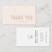 CARTE DE VISITE LOGO DE MERCI DE RECTANGLE ROSE MINIMAL SIMPLE (Devant / Derrière)