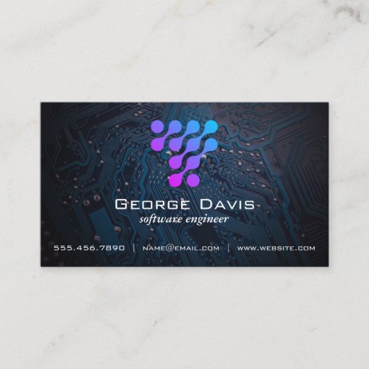Carte De Visite Logo de microprocesseur de technologie moderne (Devant)