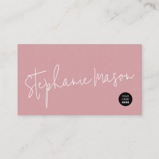 Carte De Visite Logo de modèle minimaliste script simple rose pous