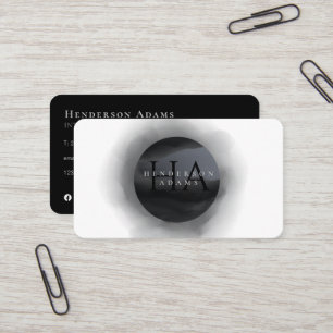 Carte De Visite Logo de monogramme 3D noir et blanc