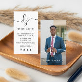 Carte De Visite Logo de monogramme calligraphié Elegant Script & P