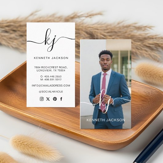 Carte De Visite Logo de monogramme de calligraphie de script éléga