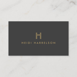 CARTE DE VISITE LOGO DE MONOGRAMME INITIAL LUXE MODERNE OR ET GRIS