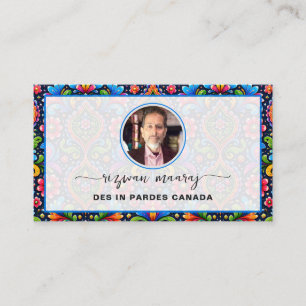 Carte De Visite Logo de motif transparent personnalisé, code QR et